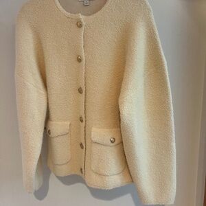 J Crew boucle sweater with cinched waist
